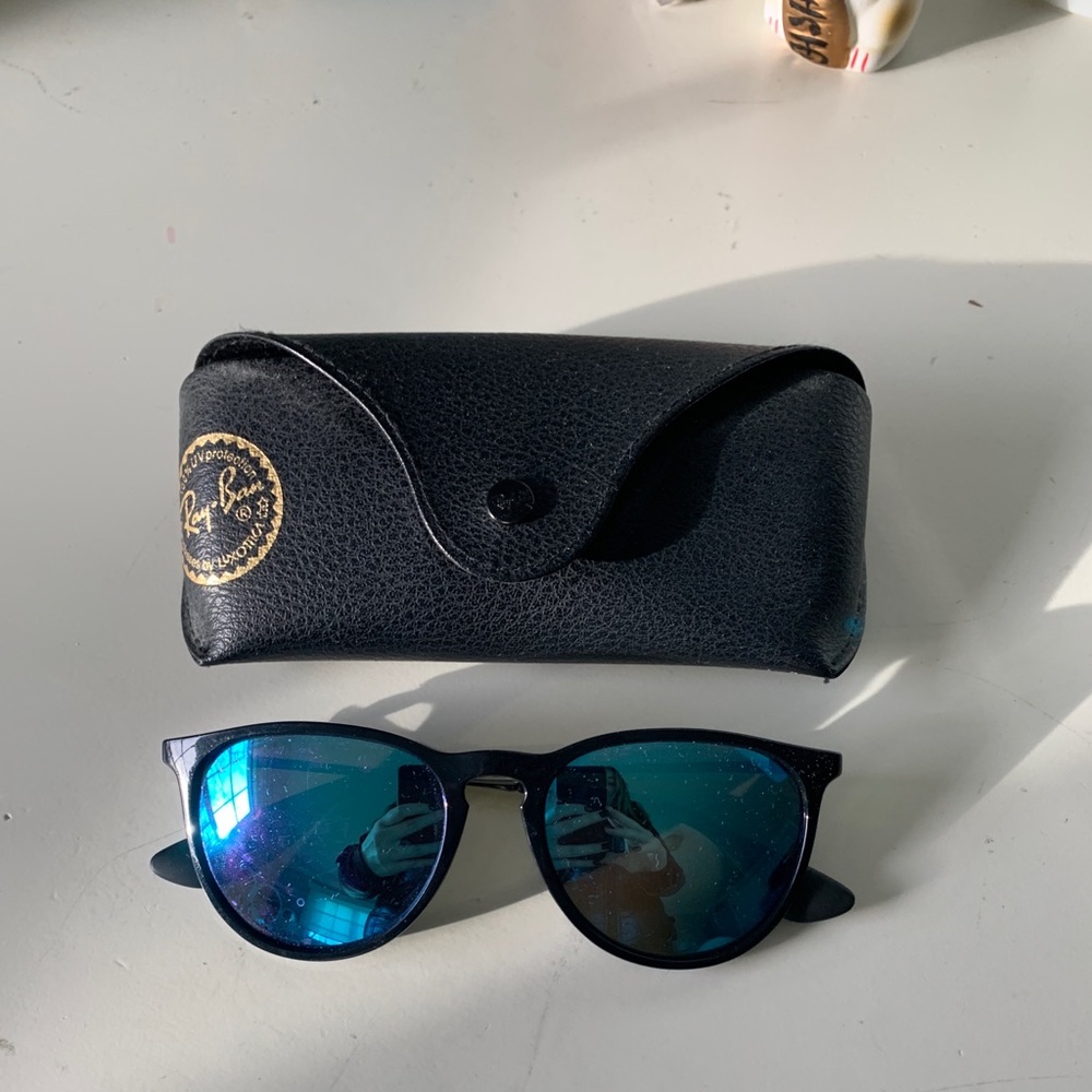 Ray bans blue lens black frame